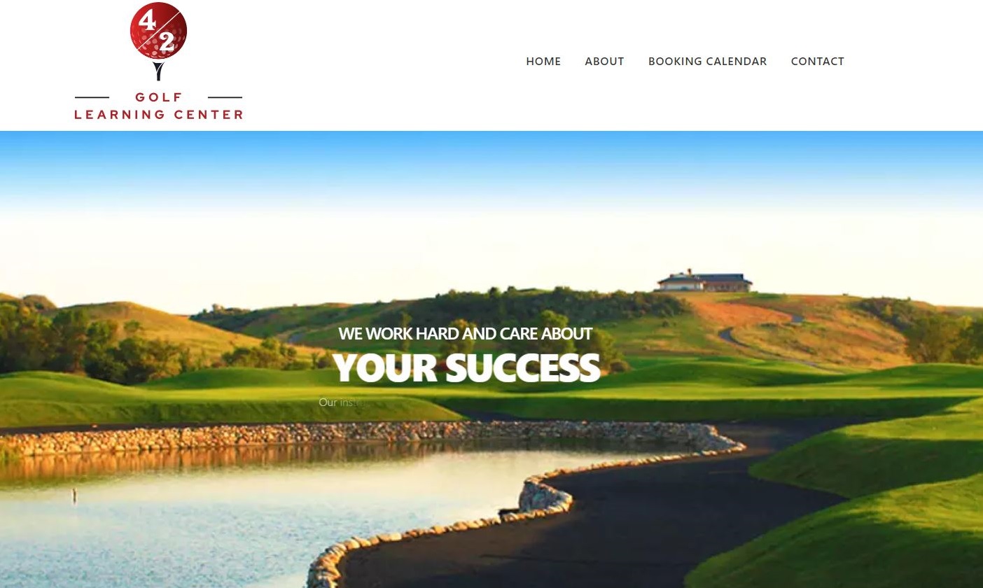 screenshot of 42GolfLearningCenter.com which is a South Carolina based golf teaching and practice facility