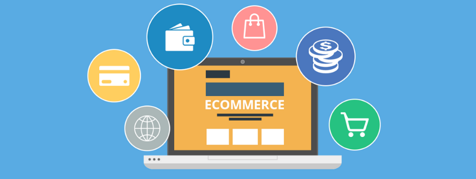 cartoonish image of an e-commerce website making sales on the internet