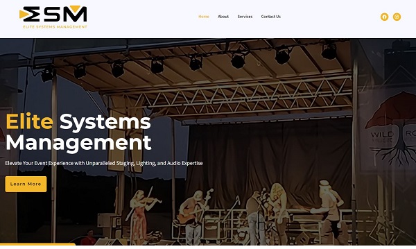 Screenshot of Elite Systems Management website which Omni Digital Services built