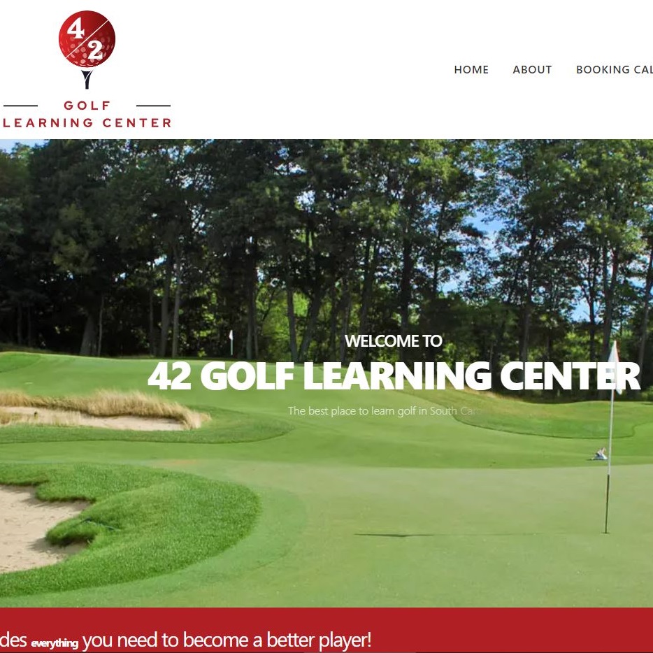 Screenshot of a clients website. 42 Golf Learning Center in South Carolina.
