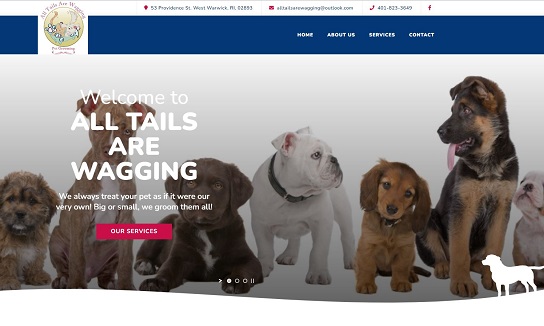 Screenshot of All Tails are wagging website built by OMNI Digital Services an RI web developer