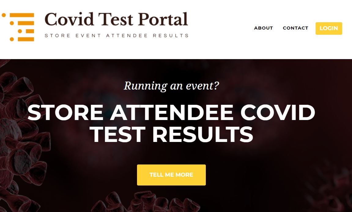 screenshot of covidtestportal.com, a custom application developed by OMNI