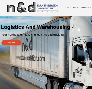 Screenshot of a clients website. N&D Transportation Company Inc.
