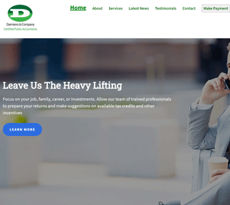 DamianoCPA.com screenshot which is a Warwick Rhode Island based CPA firm