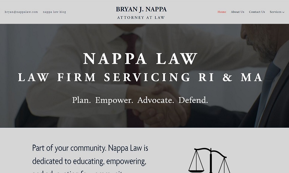 screenshot of nappalaw.com which is a project of Rhode Island based SEO company, OMNI Digital Services